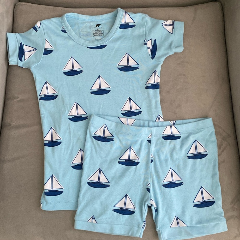 Organic Pajama set - nautical / sail boat